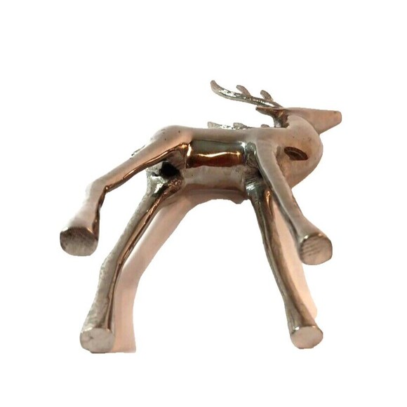 Vintage Silver Metal Deer Reindeer Figurine Standing Head Back Holiday 6" X 12" - Picture 9 of 14